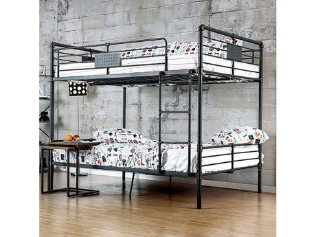 Olga Antique Black Full/Full Bunk Bed - Ornate Home