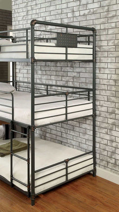 Olga I Antique Black Triple Bunk Bed - Ornate Home