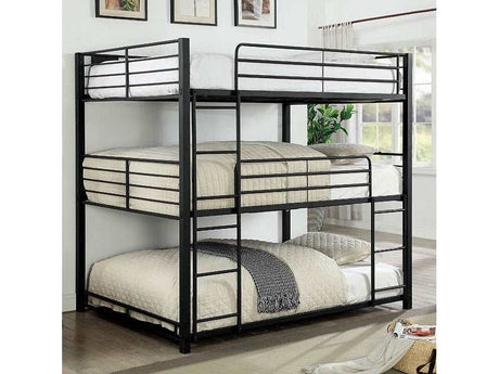 Olga Sand Black Full Triple Decker Bed - Ornate Home