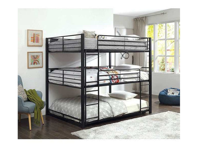 Olga Sand Black Queen Triple Decker Bed - Ornate Home