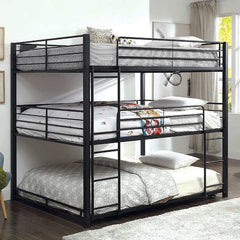 Olga Sand Black Queen Triple Decker Bed - Ornate Home