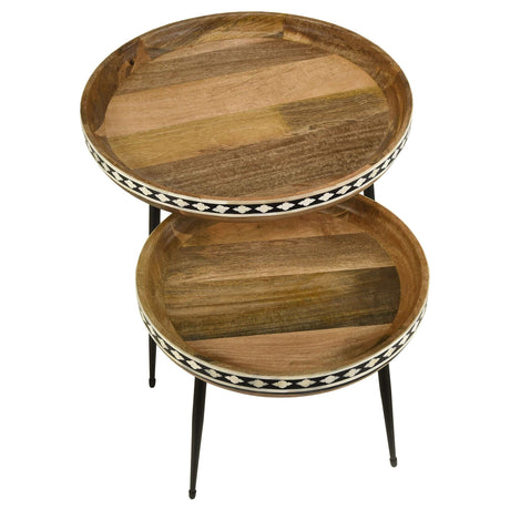 Ollie Natural / Black 2 Pc Nesting Table - Ornate Home