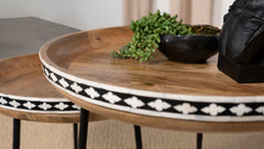 Ollie Natural / Black 2 Pc Nesting Table - Ornate Home