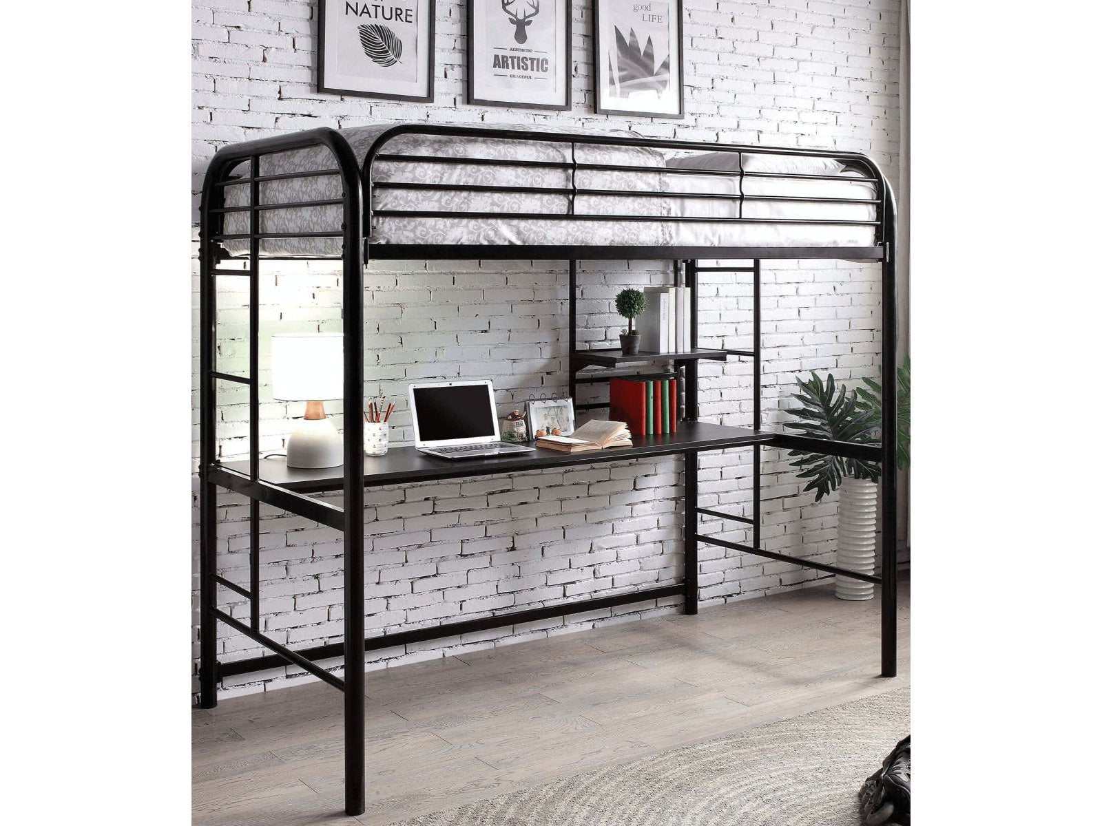 Opal III Black Twin Loft Bed - Ornate Home