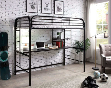 Opal III Black Twin Loft Bed - Ornate Home