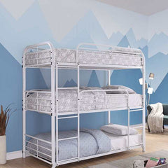 Opal White Twin Triple Decker Bed - Ornate Home