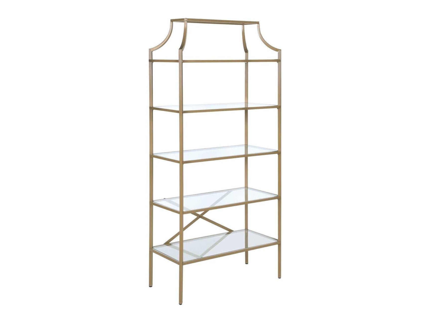 Orion Matte Gold Tempered Glass Shelves Bookcase - Ornate Home