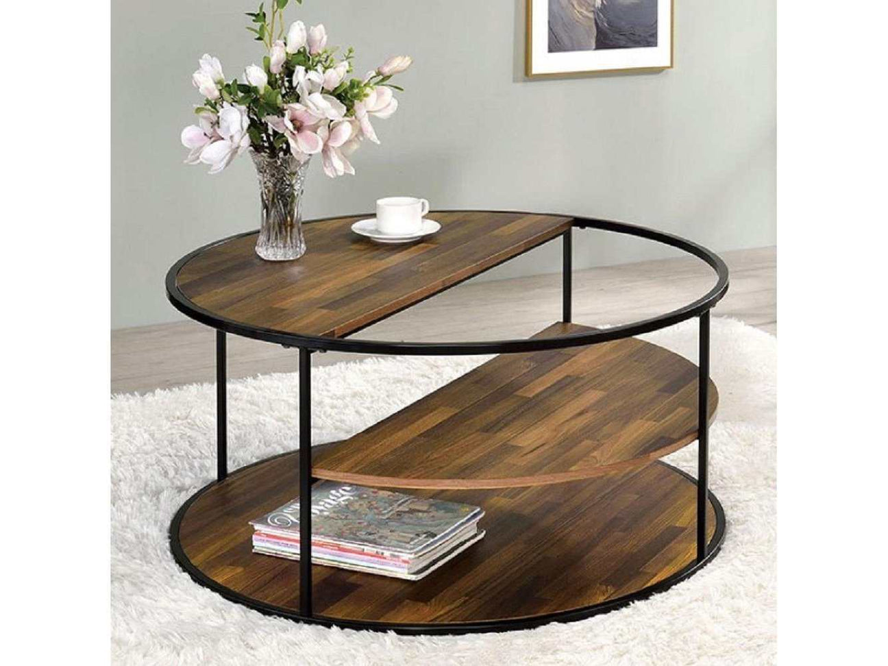 Orrin Black & Walnut Coffee Table - Ornate Home