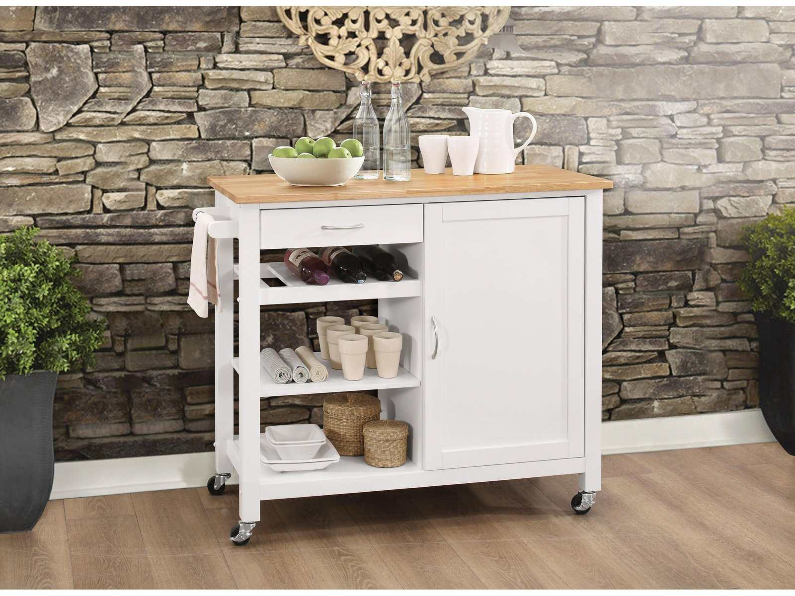 Ottawa Natural & White Kitchen Cart - Ornate Home