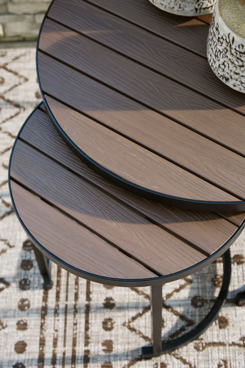 Ayla Brown & Black Outdoor Nesting End Tables (Set of 2) - Ornate Home