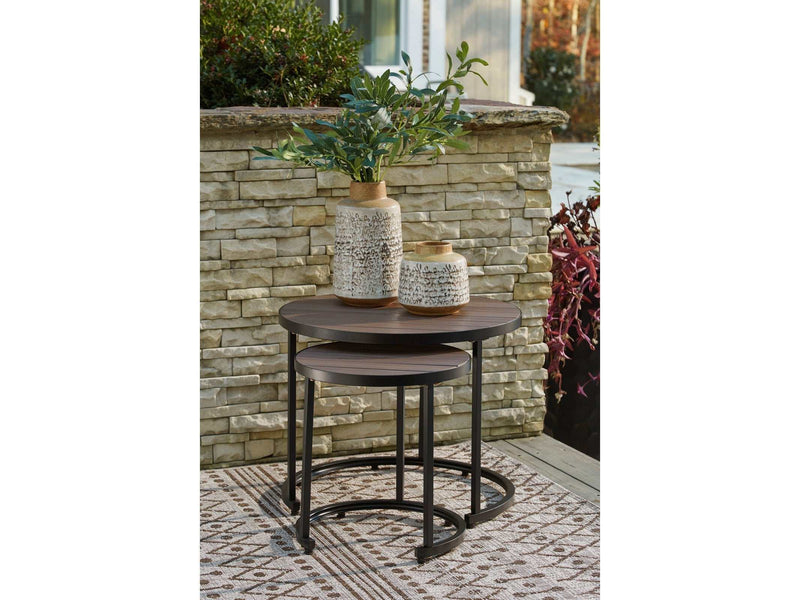 Ayla Brown & Black Outdoor Nesting End Tables (Set of 2) - Ornate Home