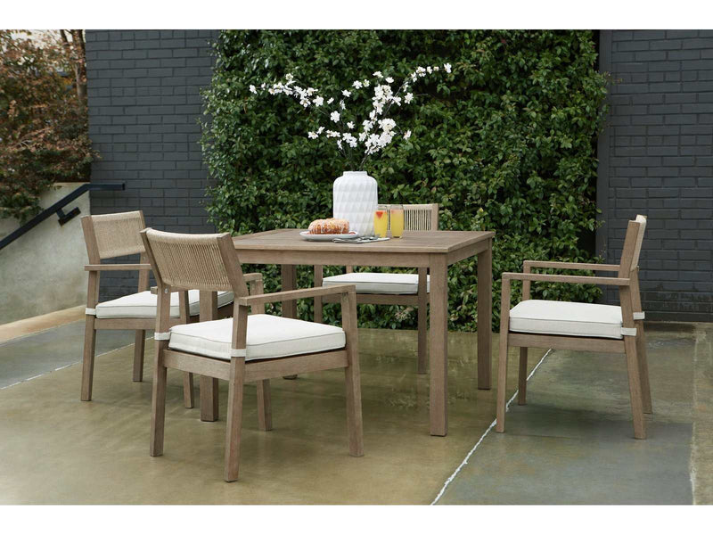 Aria Plains Brown Outdoor Dining Set / 5pc - Ornate Home