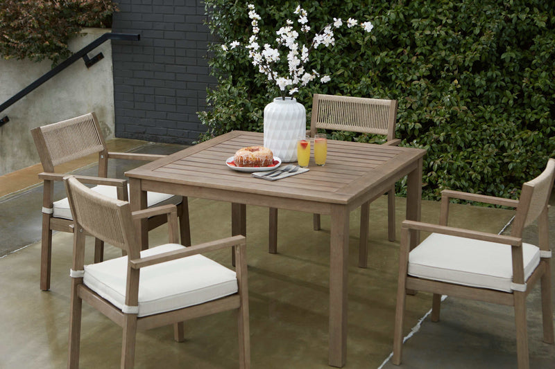 Aria Plains Brown Outdoor Dining Set / 5pc - Ornate Home