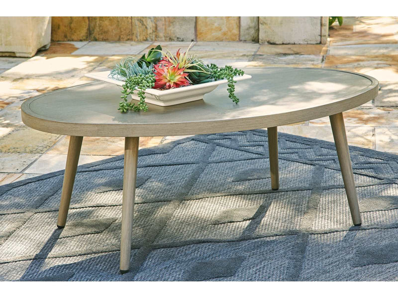 Swiss Valley Beige Oval Outdoor Coffee Table - Ornate Home