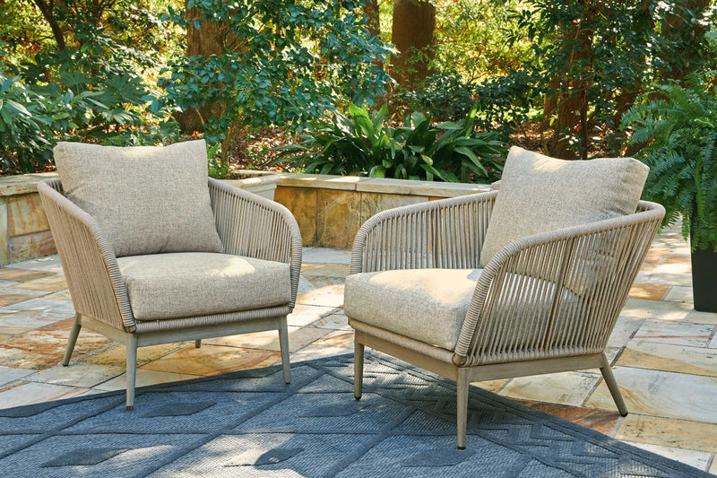Swiss Valley Beige Outdoor Lounge Chair w/ Cushion (Set of 2) - Ornate Home