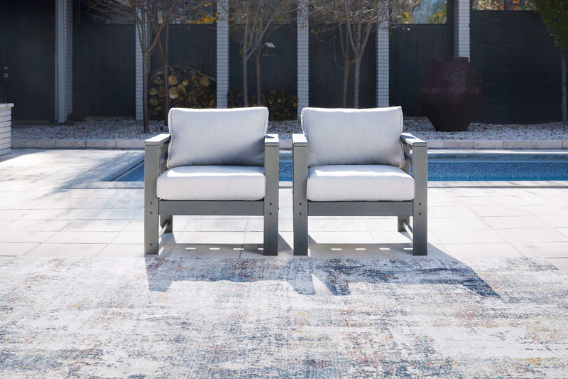 Amora Charcoal Gray & Grey Outdoor Lounge Chair w/ Cushion (Set of 2) - Ornate Home