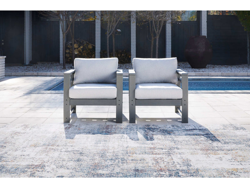 Amora Charcoal Gray & Grey Outdoor Lounge Chair w/ Cushion (Set of 2) - Ornate Home