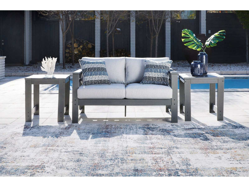 Amora Charcoal Gray & Grey Outdoor Loveseat w/ Cushion - Ornate Home