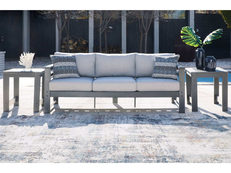 Amora Charcoal Gray & Grey Outdoor Sofa w/ Cushion - Ornate Home