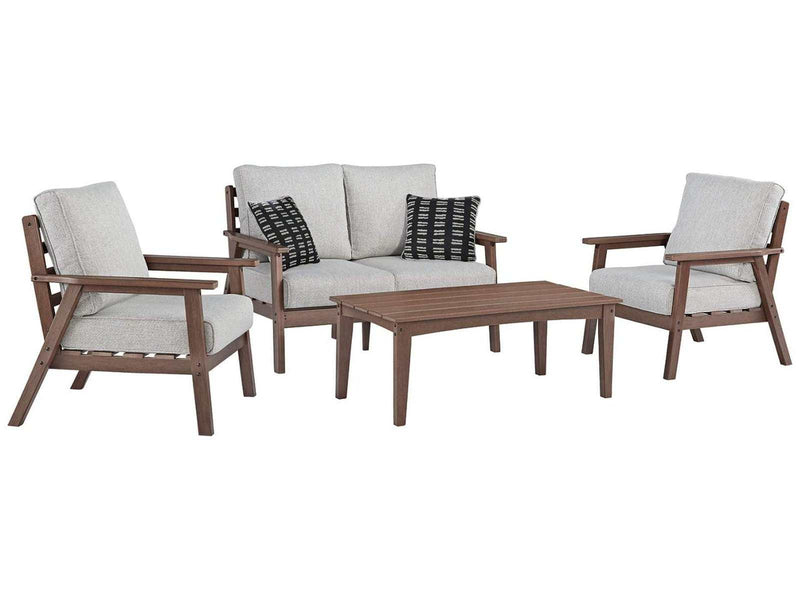 Emmeline Outdoor Loveseat and 2 Chairs with Coffee Table - Ornate Home