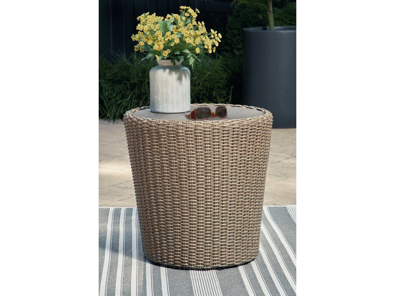 Danson Beige Outdoor End Table - Ornate Home