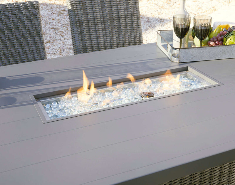 Palazzo Gray Outdoor Bar Table w/ Fire Pit - Ornate Home