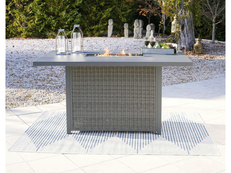 Palazzo Gray Outdoor Bar Table w/ Fire Pit - Ornate Home