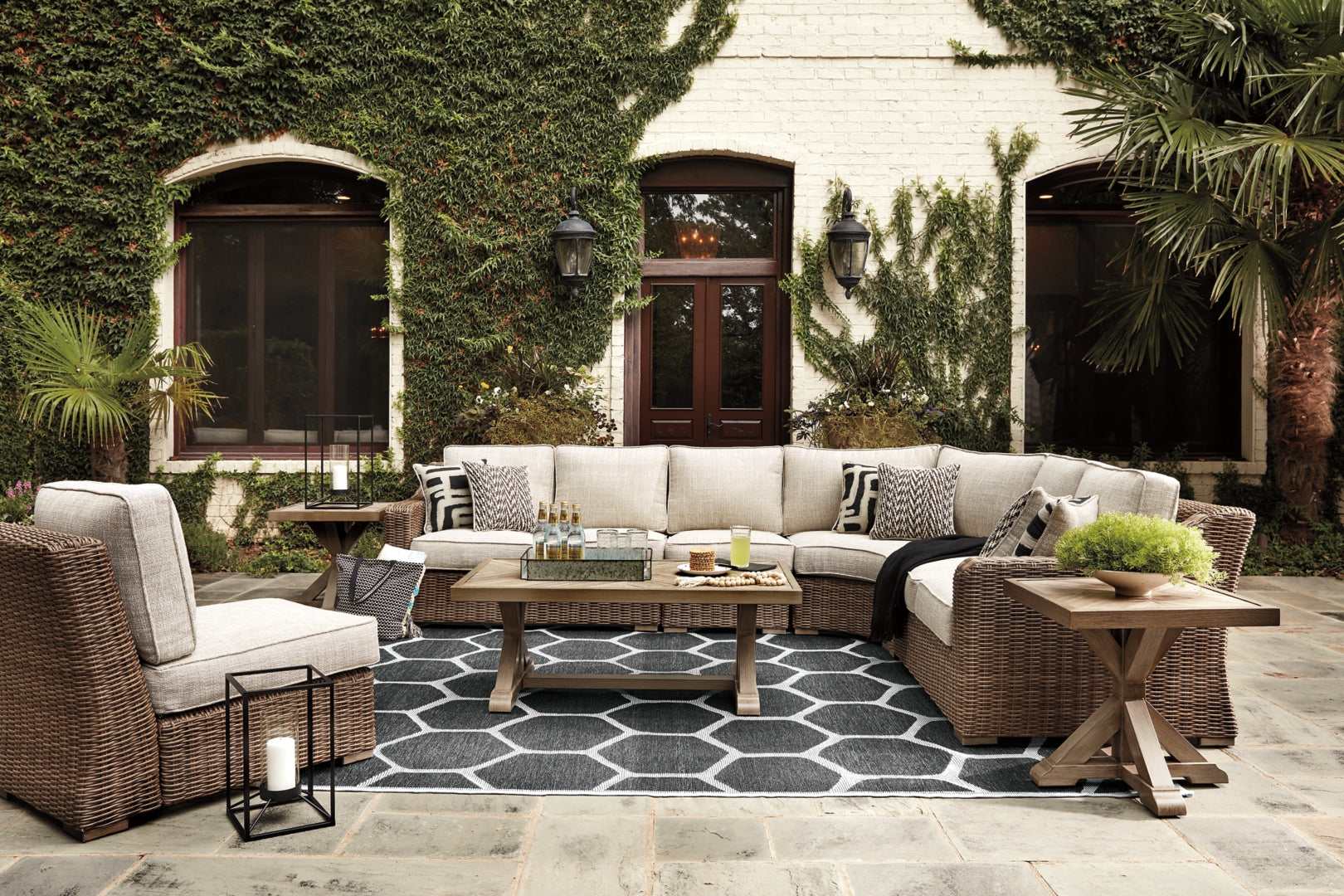 Beachcroft Beige Outdoor Seating Set / 8pc - Ornate Home