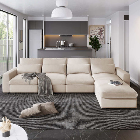 Pacific Modern Reversible Sectional Sofa Set Beige - Ornate Home