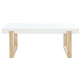Pala White High Gloss / Natural Coffee Table - Ornate Home
