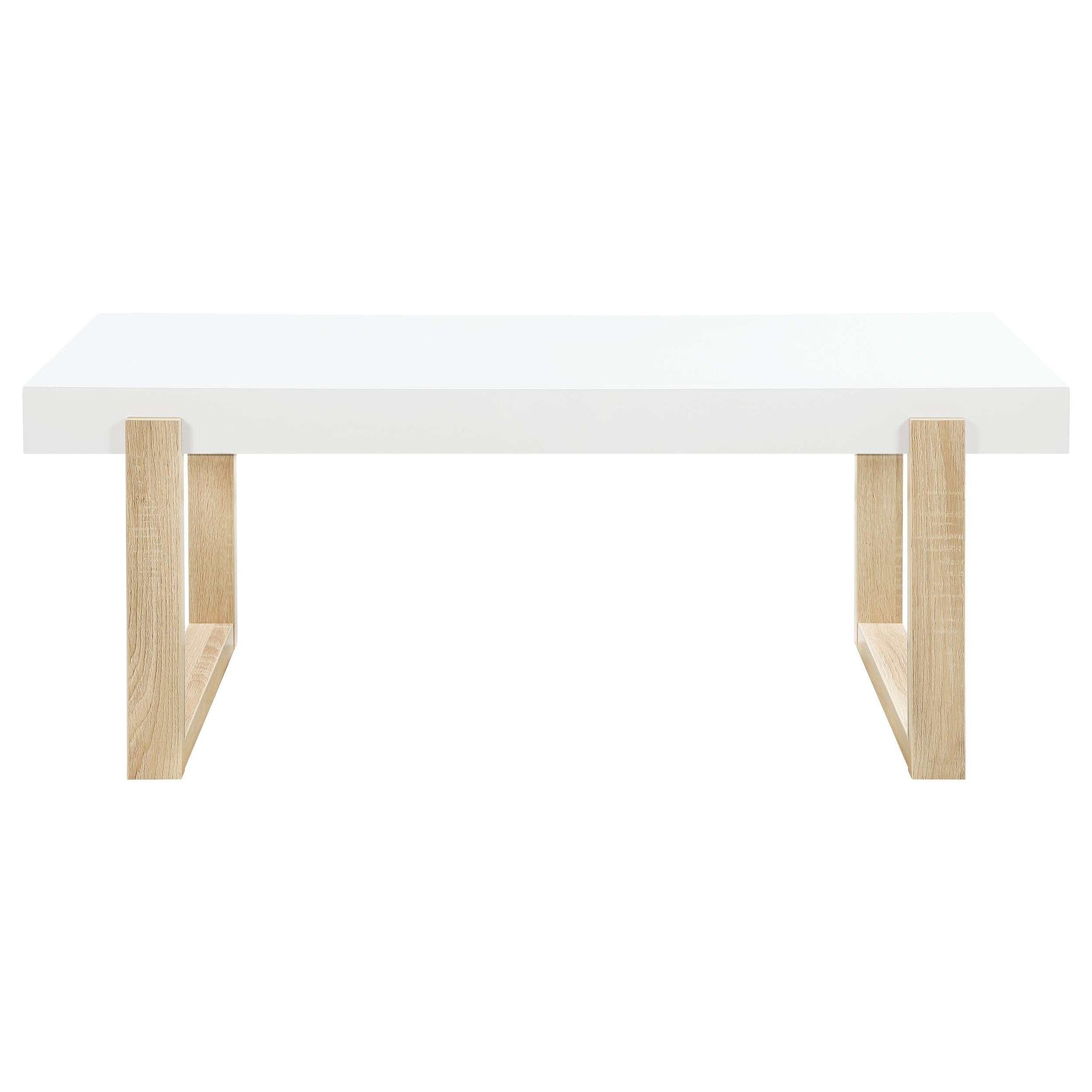 Pala White High Gloss / Natural Coffee Table - Ornate Home