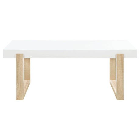 Pala White High Gloss / Natural Coffee Table - Ornate Home