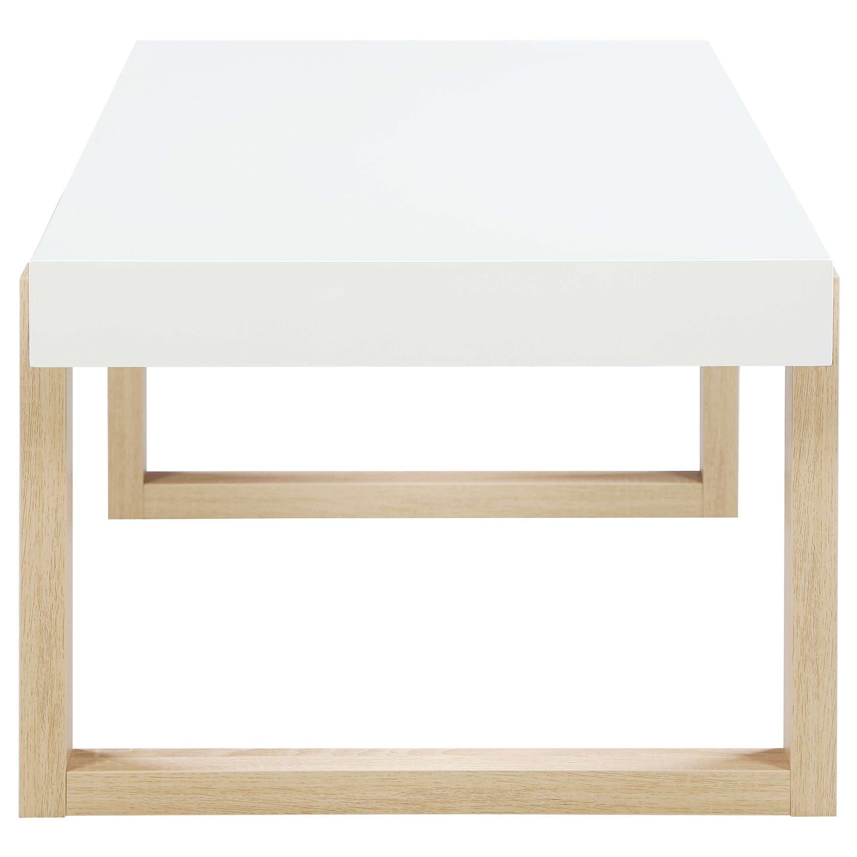 Pala White High Gloss / Natural Coffee Table - Ornate Home