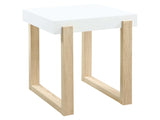 Pala White High Gloss / Natural End Table - Ornate Home