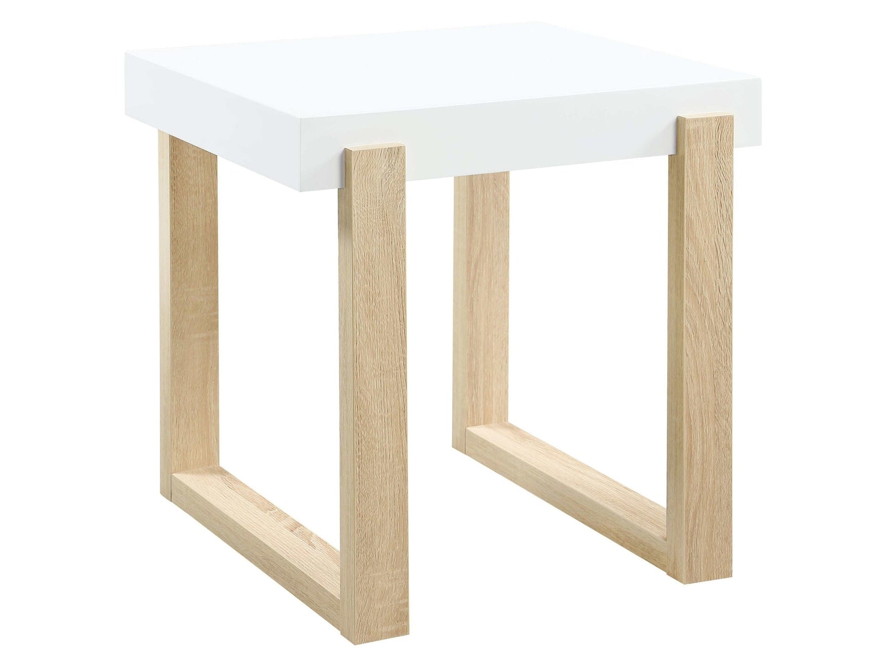 Pala White High Gloss / Natural End Table - Ornate Home