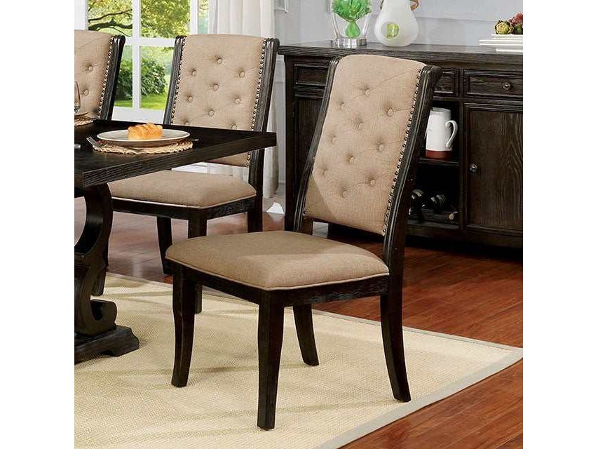 Patience Dark Walnut/Beige Side Chair (Set of 2) - Ornate Home