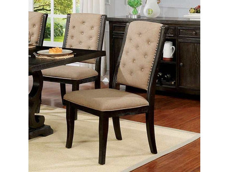 Patience Dark Walnut/Beige Side Chair (Set of 2) - Ornate Home