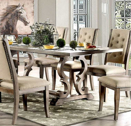 Patience Rustic Natural Tone & Beige Dining Room Set / 9pc - Ornate Home