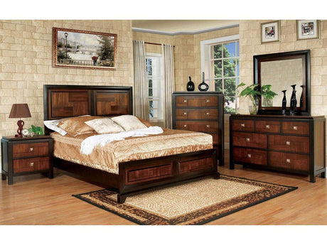 Patra Acacia & Walnut Queen Bedroom Set / 4pc - Ornate Home