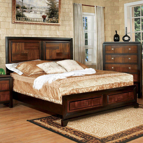 Patra Acacia & Walnut Queen Bedroom Set / 4pc - Ornate Home