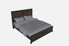 Patra Acacia & Walnut Queen Bedroom Set / 4pc - Ornate Home