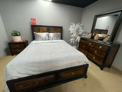 Patra Acacia & Walnut Queen Bedroom Set / 4pc - Ornate Home