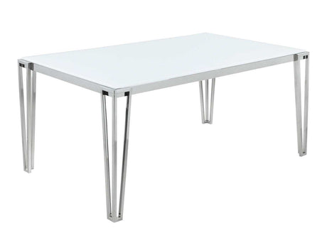 Pauline White & Chrome Rectangular Dining Table - Ornate Home