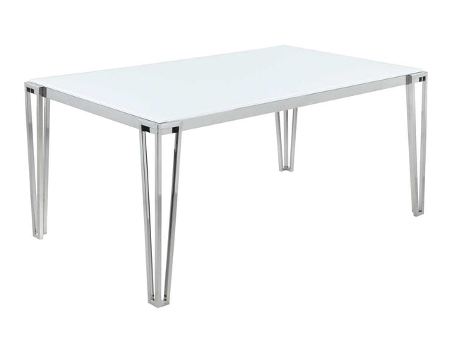 Pauline White & Chrome Rectangular Dining Table - Ornate Home