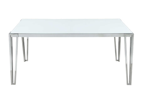 Pauline White & Chrome Rectangular Dining Table - Ornate Home