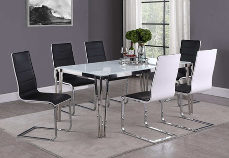 Pauline White & Chrome Rectangular Dining Table - Ornate Home