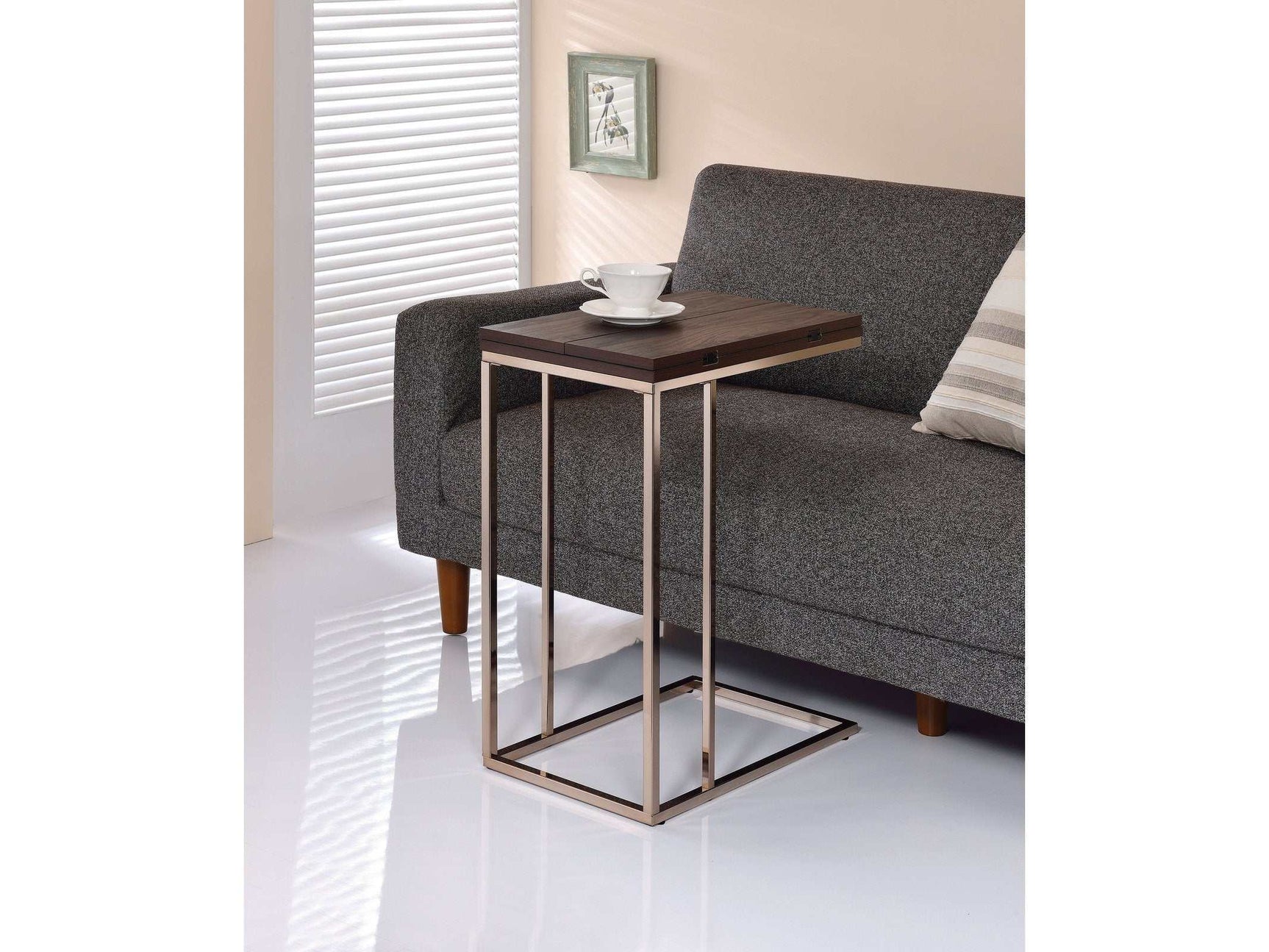 Pedro Chestnut & Chrome Expandable Top Accent Table - Ornate Home