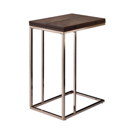 Pedro Chestnut & Chrome Expandable Top Accent Table - Ornate Home