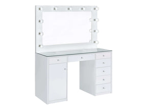 Percy White High Gloss Vanity Table & Mirror - Ornate Home