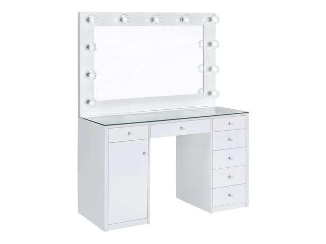 Percy White High Gloss Vanity Table & Mirror - Ornate Home